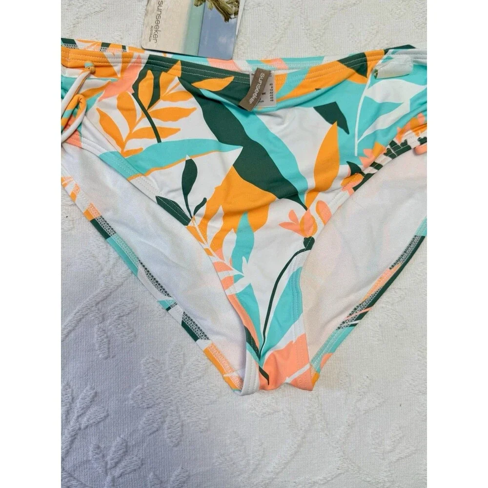 NWT Sunseeker Australia US 8 Microfibre Tropical Bikini Bottom Ruched Side Beach